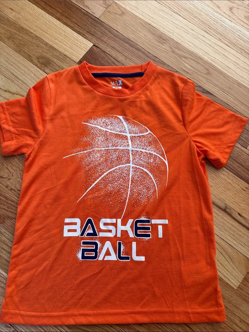 Kids Orange Basketball Tee & Navy Shorts Matching Set